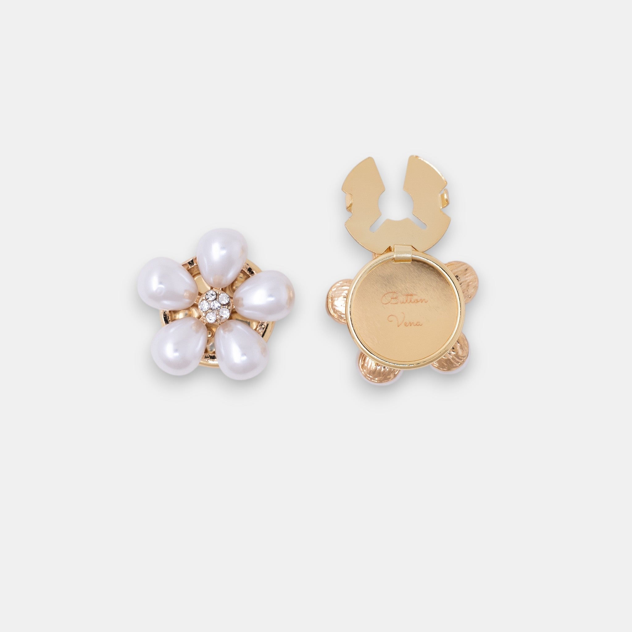 Clara Button Cover Set – Delicate Pearl Blossom Everyday Shirt Accessory