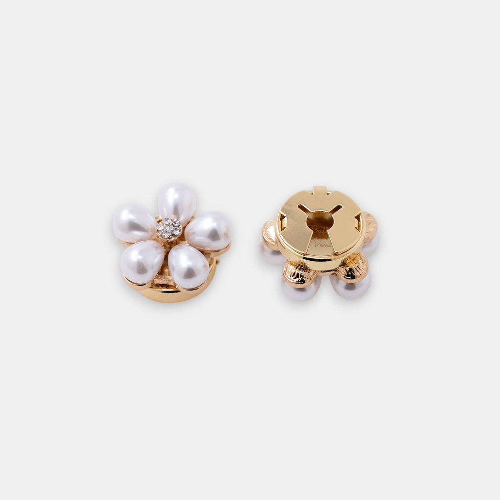 Clara Button Cover Set – Delicate Pearl Blossom Everyday Shirt Accessory