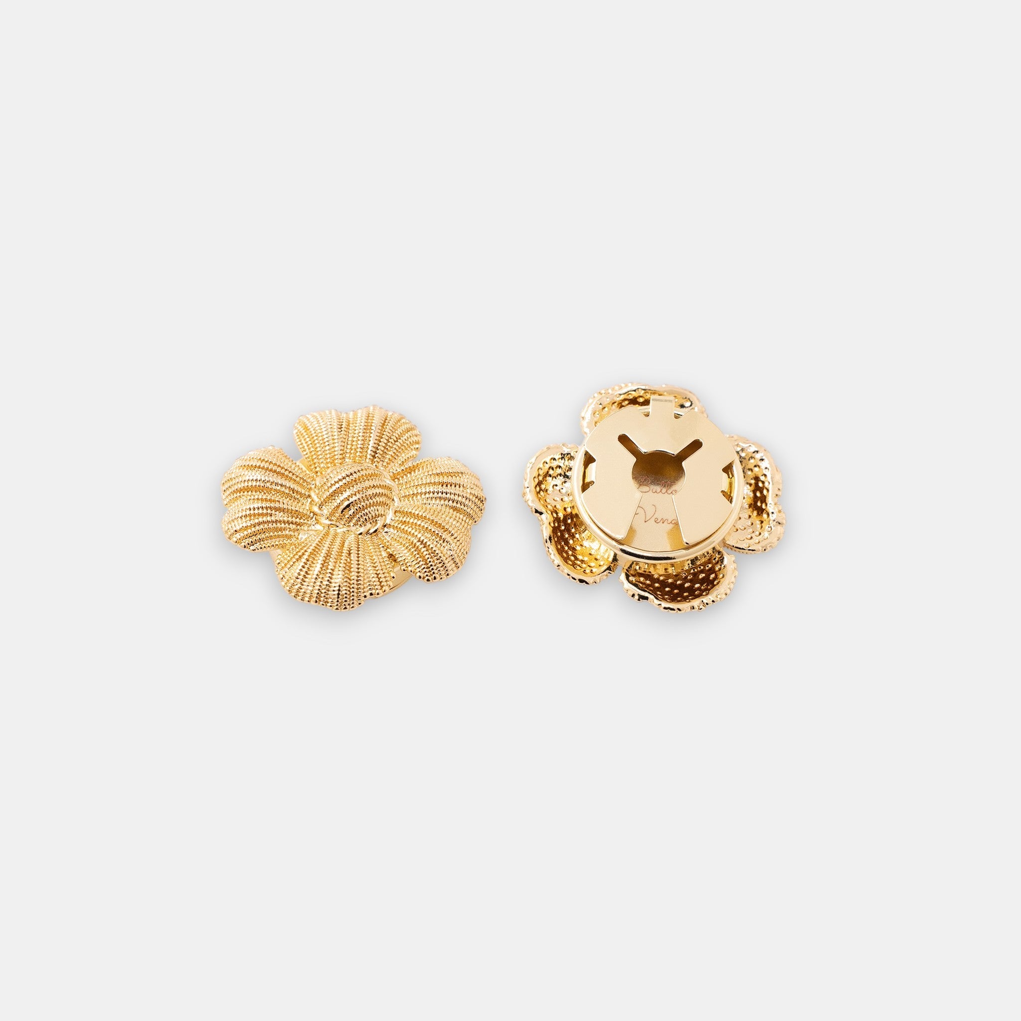 Aurelian Petals Button Cover Set – 18K Gold Sculptural Relief Accessory