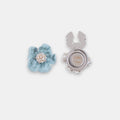 Cerulean Dream Button Cover Set – Hand-Painted Blue Enamel Floral Accessory